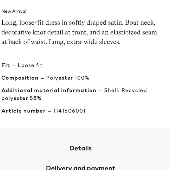 H&M Knot-Detail Satin Dress
