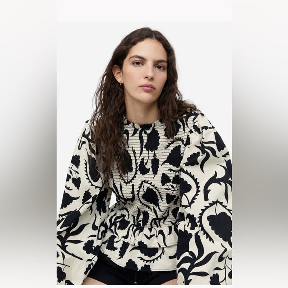 H&M Smocked Cotton Blouse