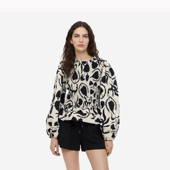 H&M Smocked Cotton Blouse