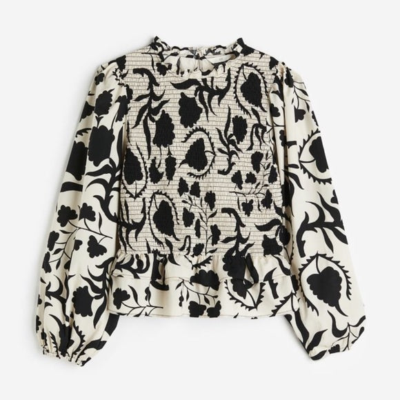 H&M Smocked Cotton Blouse