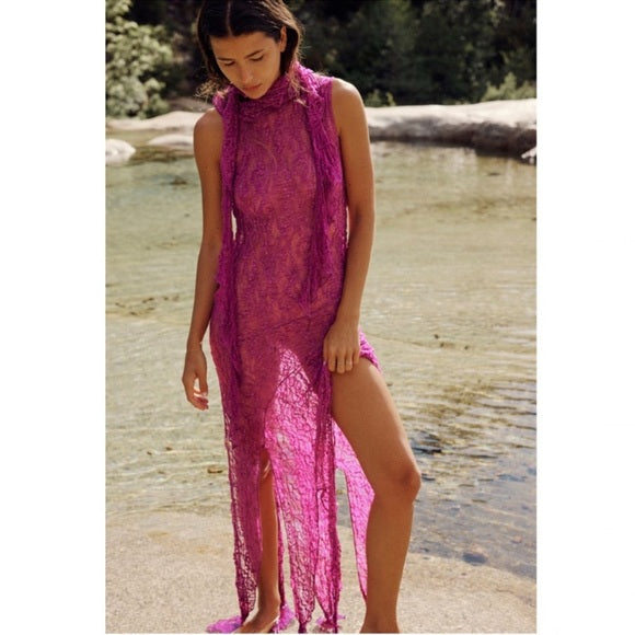 Zara Textured Lace Long Dress