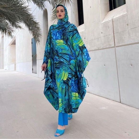 H&M Satin Floral Kaftan Dress Ramadan Limited Modest Collection New