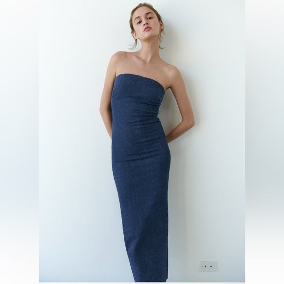Zara Fitted Zw Denim Dress