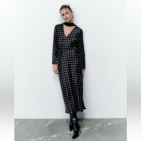 Zara Polka Dot Midi Dress