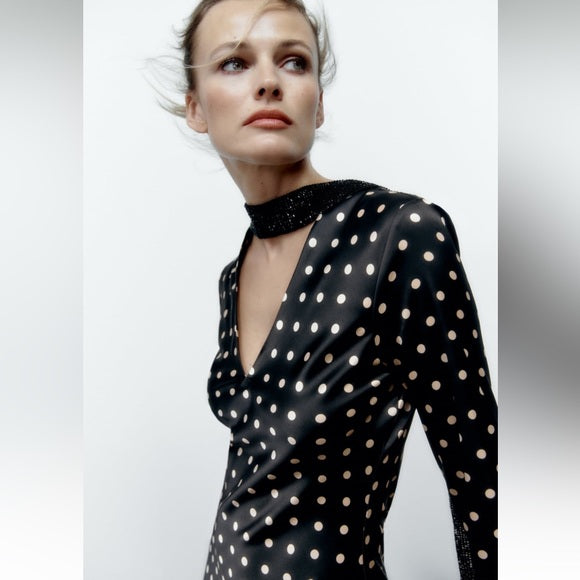 Zara Polka Dot Midi Dress