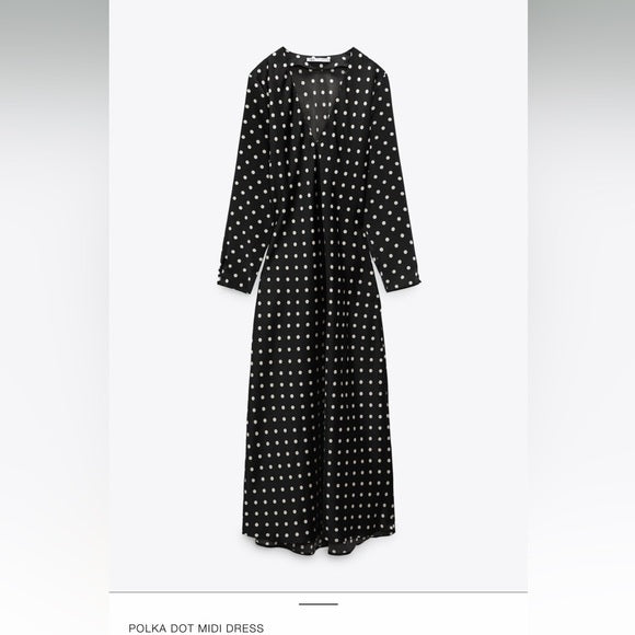 Zara Polka Dot Midi Dress