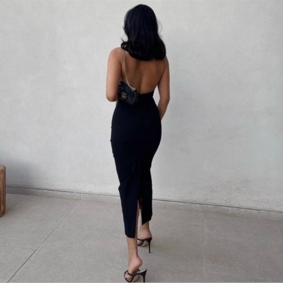 Zara Black Cut Out Halter Top Dress