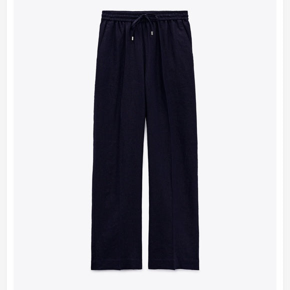 Zara Wide Leg Linen Blend Pants