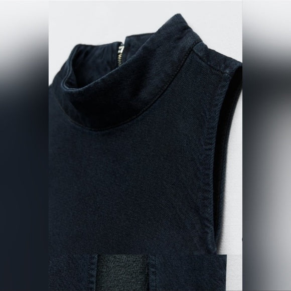 Zara Denim Mock Neck Dress