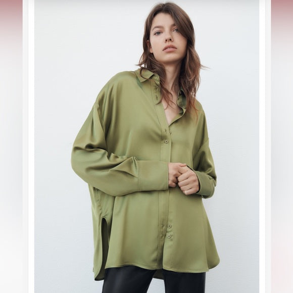 Zara Oversized Satin Effect Shirt