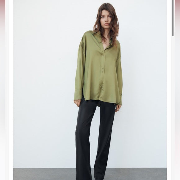 Zara Oversized Satin Effect Shirt