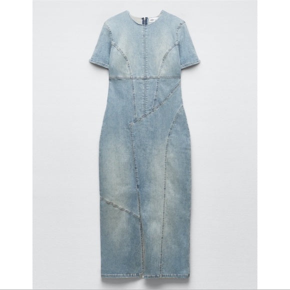 Zara Trf Denim Midi Dress