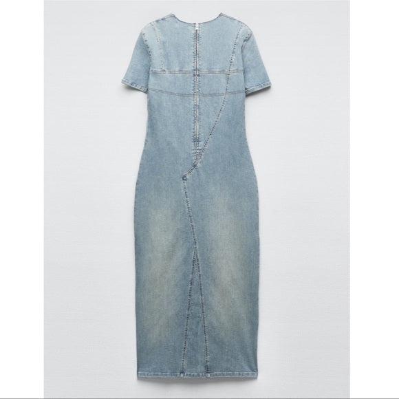 Zara Trf Denim Midi Dress