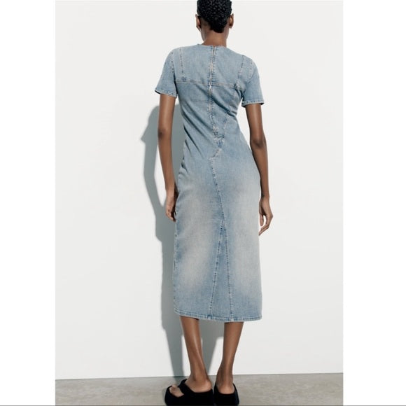 Zara Trf Denim Midi Dress