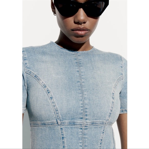 Zara Trf Denim Midi Dress