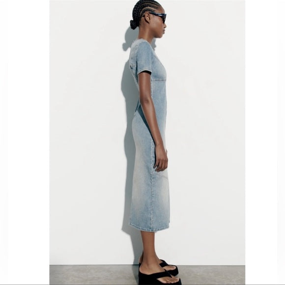 Zara Trf Denim Midi Dress