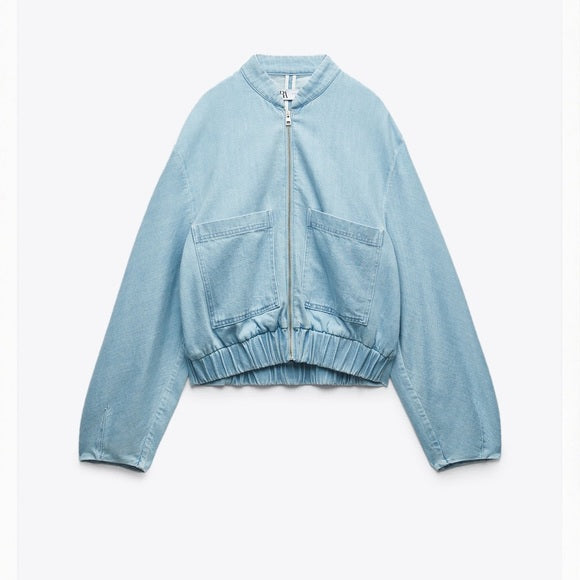 Zara Denim Bomber Jacket