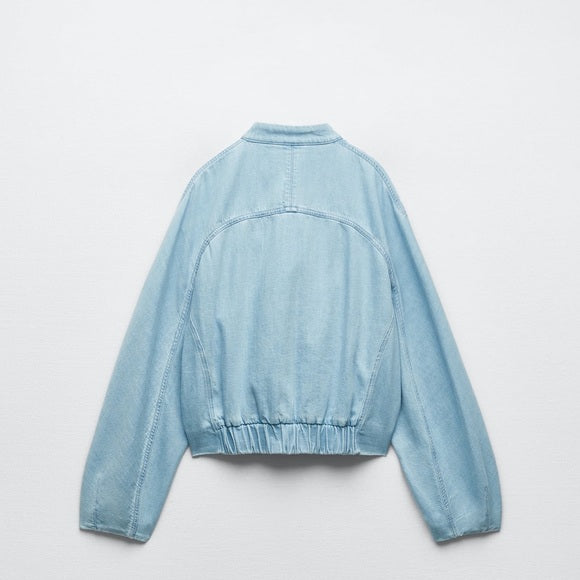 Zara Denim Bomber Jacket