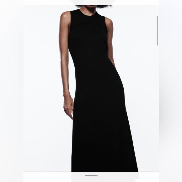 Zara Knit Midi Dress Black