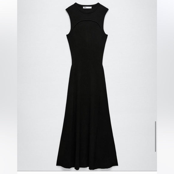 Zara Knit Midi Dress Black