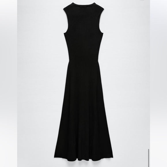 Zara Knit Midi Dress Black