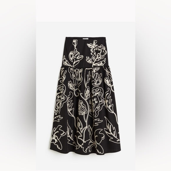 H&M Embroidered Maxi Skirt