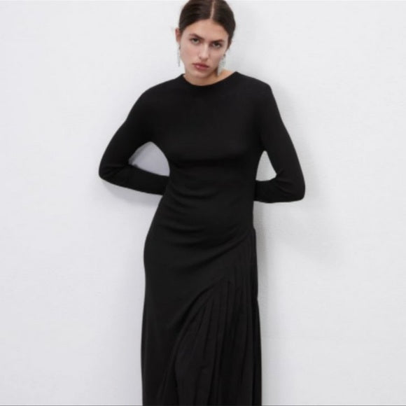 Zara Combination Knit Dress Black