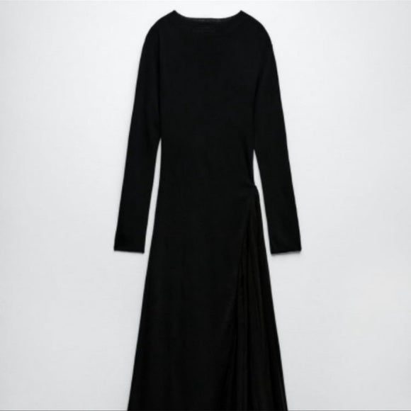 Zara Combination Knit Dress Black