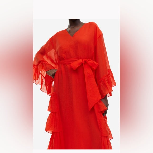 H&M Flounce-Trimmed Kaftan Dress