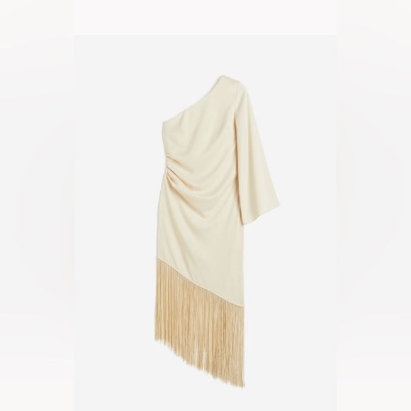 H&M One-Shoulder Dress With Fringe Trim