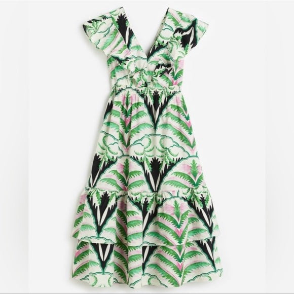 H&M Flounce-Trimmed Dress Floral Print