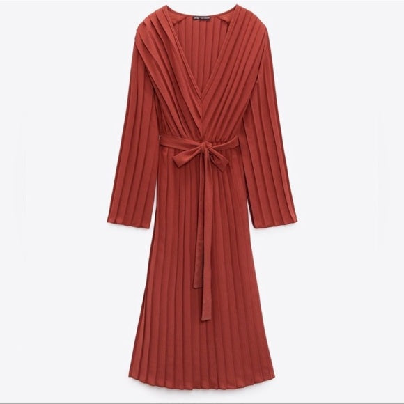 Zara Pleated Midi Dress New