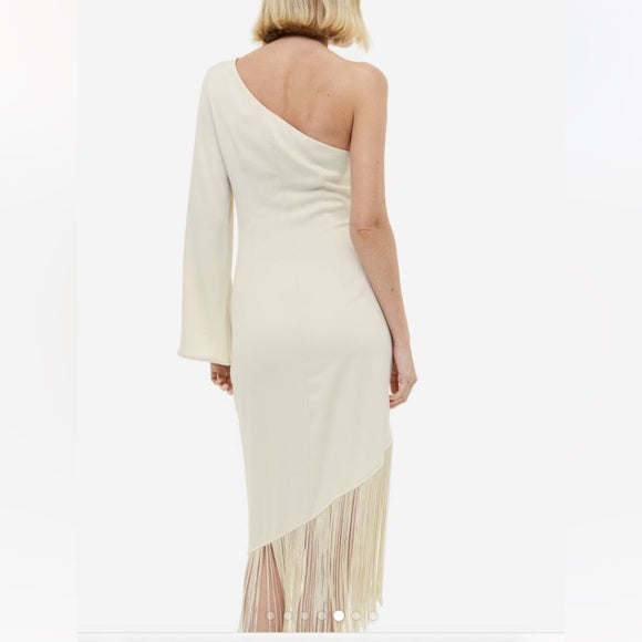 H&M One-Shoulder Dress With Fringe Trim