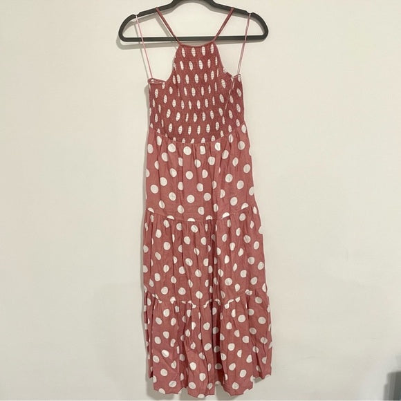 Zara Polka Dot Midi Dress Back Cutout