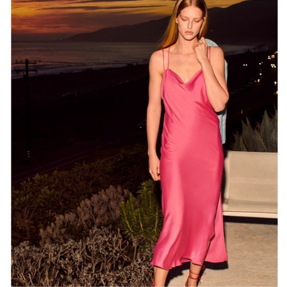 Zara Pink Satin Lingerie Style Dress