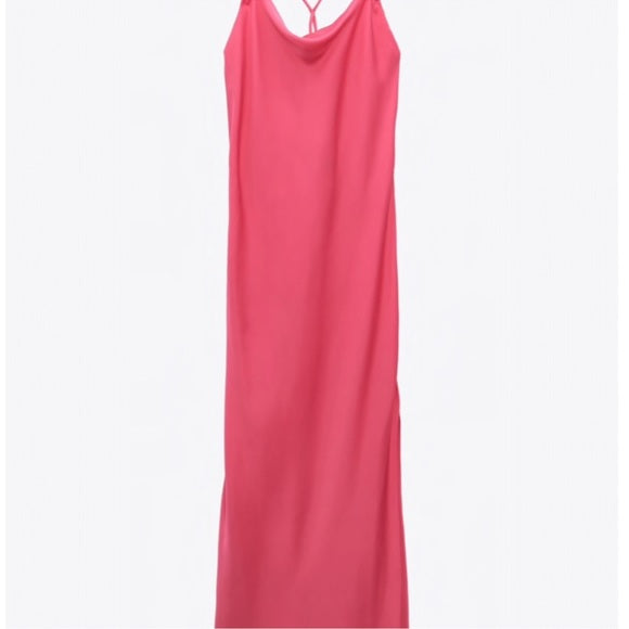 Zara Pink Satin Lingerie Style Dress