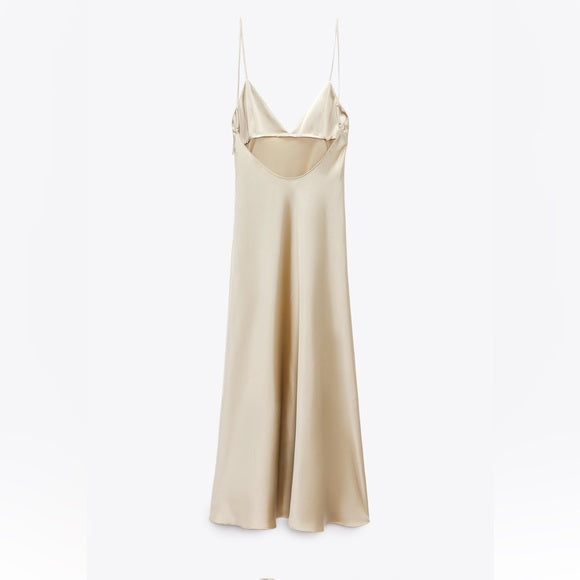 Zara white clearance satin slip dress