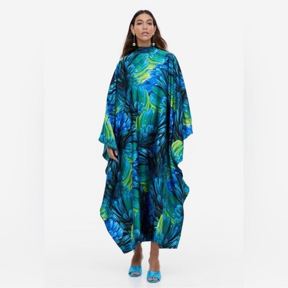 H&M Satin Floral Kaftan Dress Ramadan Limited Modest Collection New