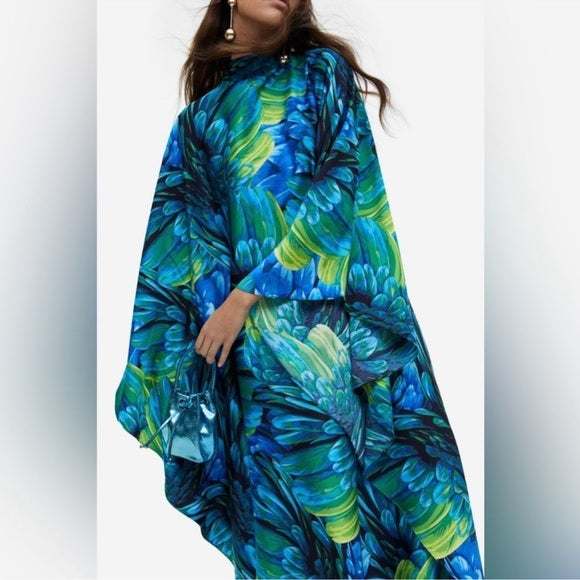 H&M Satin Floral Kaftan Dress Ramadan Limited Modest Collection New