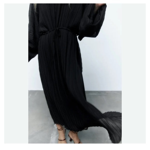 Zara Pleated Dress Black