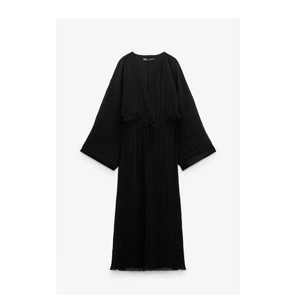 Zara Pleated Dress Black