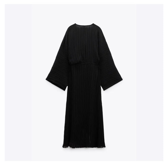 Zara Pleated Dress Black