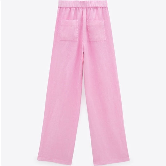 Zara Linen Pants Pink