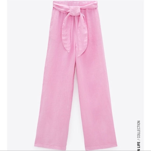 Zara Linen Pants Pink